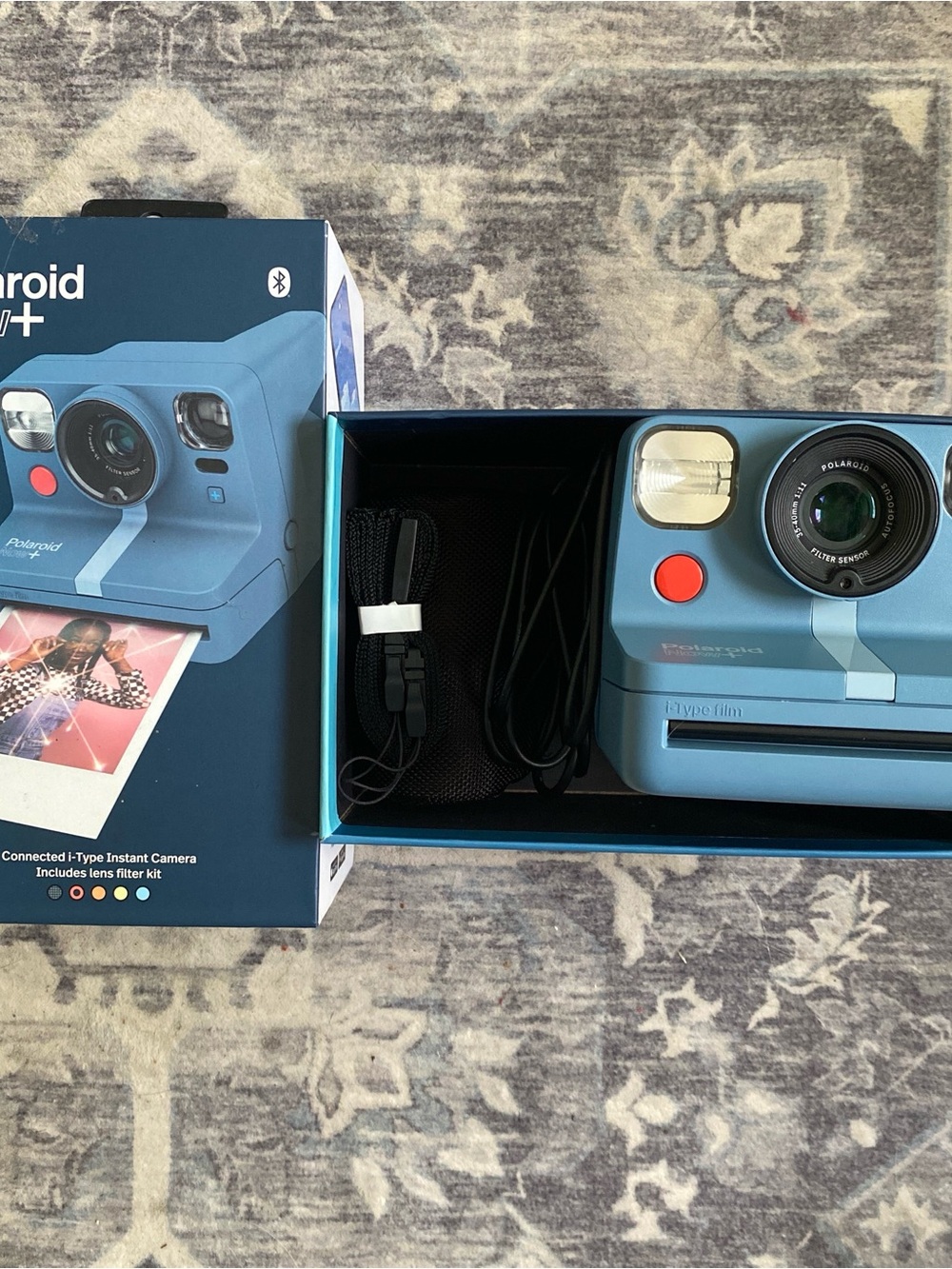 Polaroid I-Type Instant Camera in Teal Blue with Red Shutter